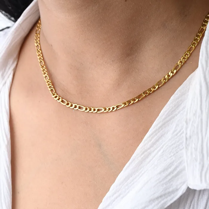 18K GoldFilled 3mm Figaro Necklace Jewelvers Necklaces