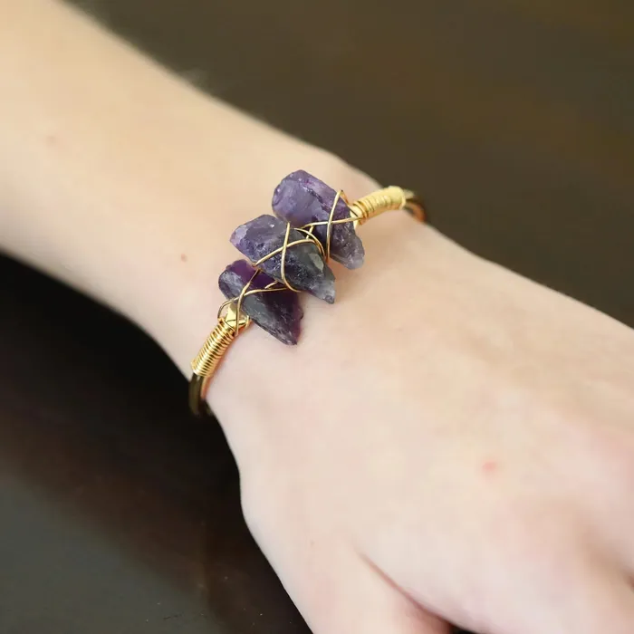 18K GoldFilled Healing Crystal Bangle Bracelet Jewelvers Bracelets