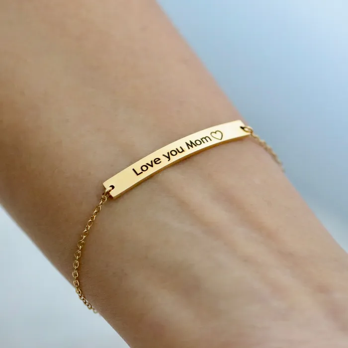 18K GoldFilled Personalized Name Bracelet Customized Engraved Name Plate Bracelet Jewelvers Bracelets