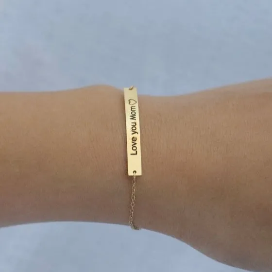 18K GoldFilled Personalized Name Bracelet Customized Engraved Name Plate Bracelet Jewelvers Bracelets