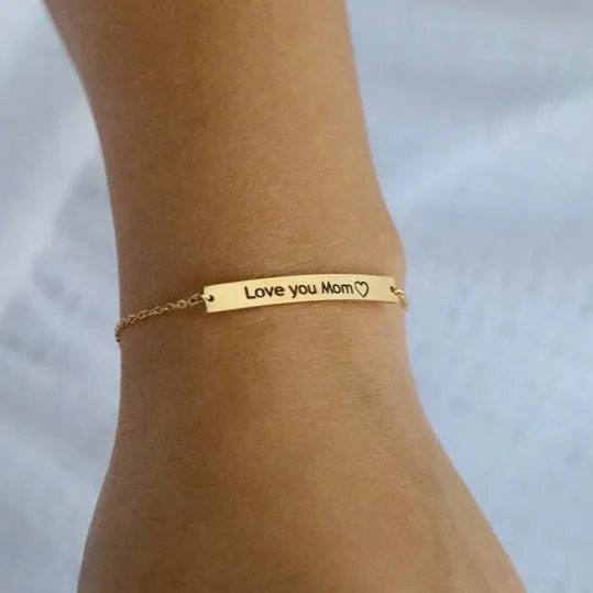 18K GoldFilled Personalized Name Bracelet Customized Engraved Name Plate Bracelet Jewelvers Bracelets