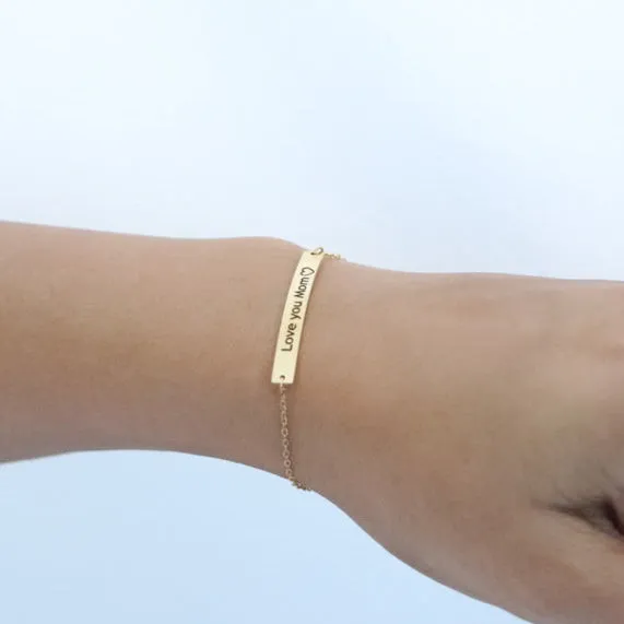 18K GoldFilled Personalized Name Bracelet Customized Engraved Name Plate Bracelet Jewelvers Bracelets