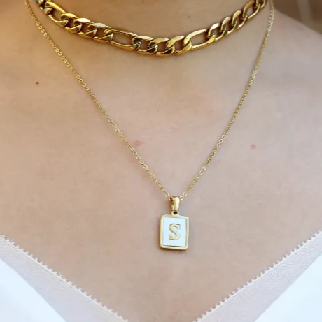 18K GoldFilled Shell Alphabet Pendant Necklace Jewelvers Necklaces