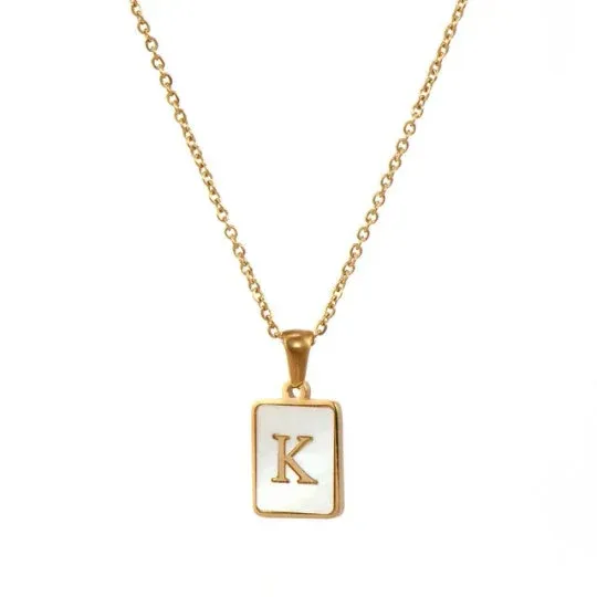 18K GoldFilled Shell Alphabet Pendant Necklace Jewelvers Necklaces