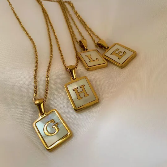 18K GoldFilled Shell Alphabet Pendant Necklace Jewelvers Necklaces