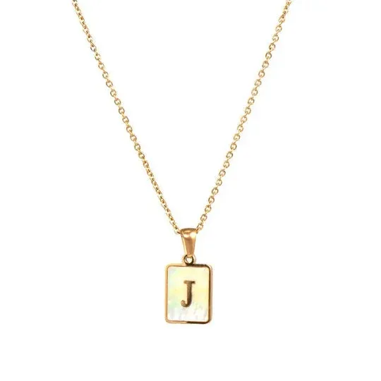 18K GoldFilled Shell Alphabet Pendant Necklace Jewelvers Necklaces