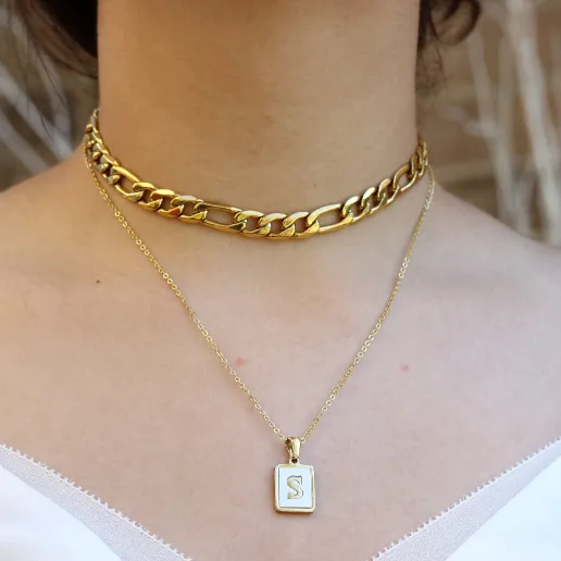 18K GoldFilled Shell Alphabet Pendant Necklace Jewelvers Necklaces