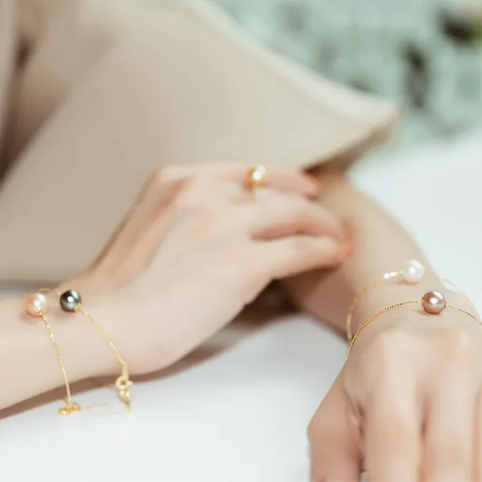 18K Solid Gold Interchangeable Pearl Bracelet KB00004 Possibilities Pearly Lustre Bracelets
