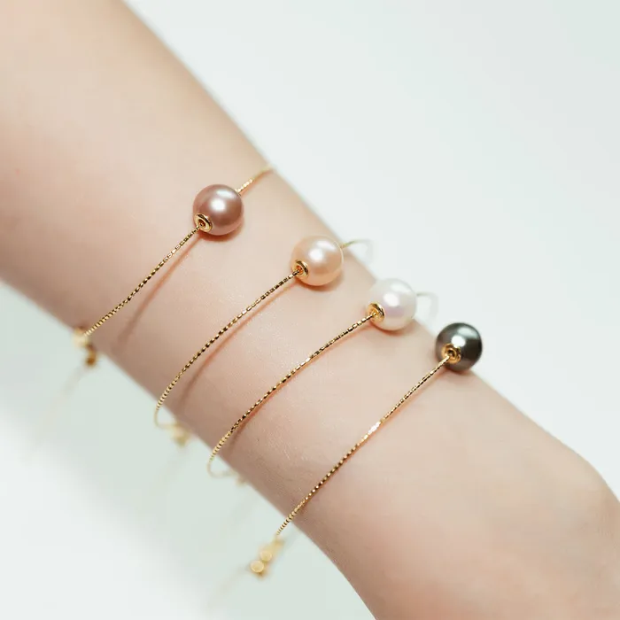 18K Solid Gold Interchangeable Pearl Bracelet KB00004 Possibilities Pearly Lustre Bracelets