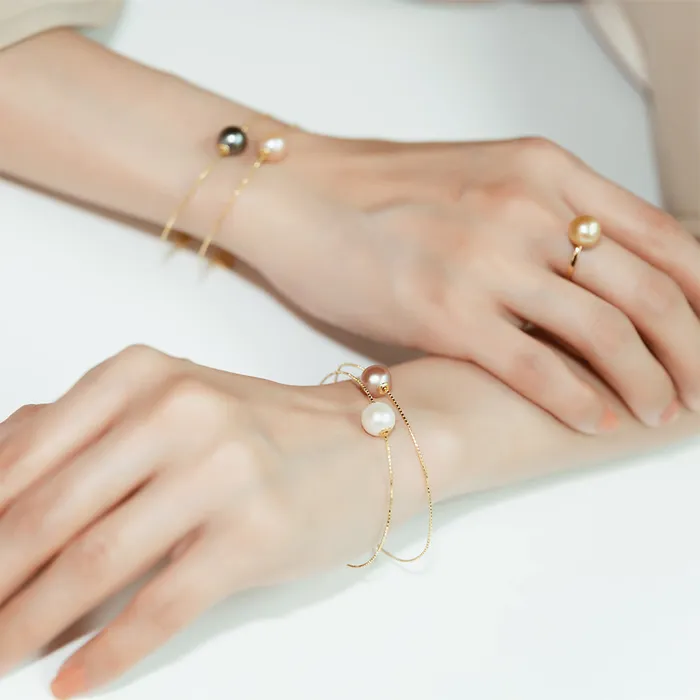 18K Solid Gold Interchangeable Pearl Bracelet KB00004 Possibilities Pearly Lustre Bracelets