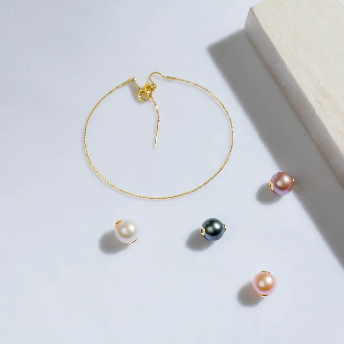 18K Solid Gold Interchangeable Pearl Bracelet KB00004 Possibilities Pearly Lustre Bracelets