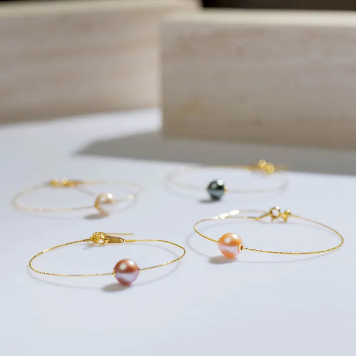 18K Solid Gold Interchangeable Pearl Bracelet KB00004 Possibilities Pearly Lustre Bracelets