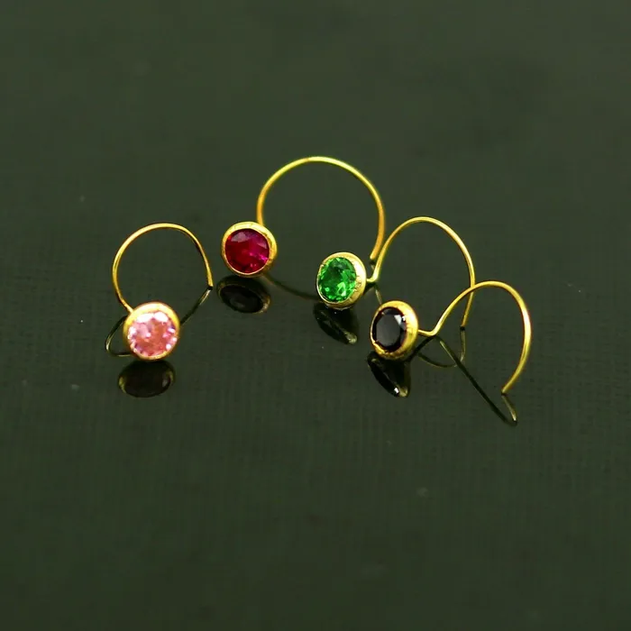 18kt yellow gold handmade CZ stone color nose pin with U band gorgeous color stone 4 mm tiny nose pin nose plug best gift for girls gnp35 TRIBAL ORNAMENTS Rings 18kt yellow gold handmade CZ stone color nose pin with U band gorgeous color stone 4 mm tiny nose pin nose plug best gift for girls gnp35 TRIBAL ORNAMENTS Rings