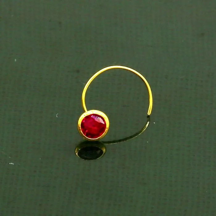 18kt yellow gold handmade CZ stone color nose pin with U band gorgeous color stone 4 mm tiny nose pin nose plug best gift for girls gnp35 TRIBAL ORNAMENTS Rings