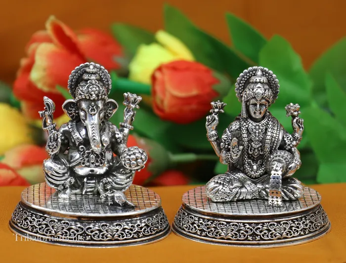 23 heights 925 Sterling silver handmade Hindu idols Laxmi Ganesha and Saraswati statue puja article figurine best Diwali puja art TRIBAL ORNAMENTS Rings