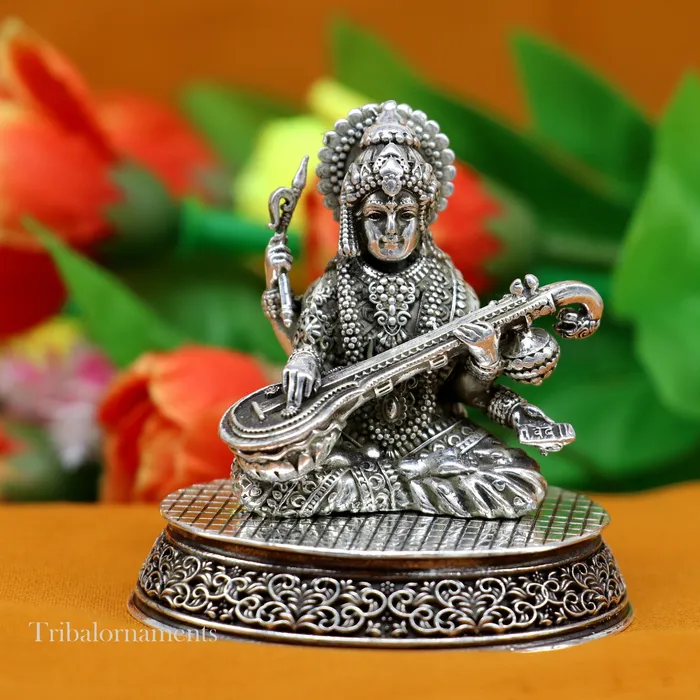 23 heights 925 Sterling silver handmade Hindu idols Laxmi Ganesha and Saraswati statue puja article figurine best Diwali puja art TRIBAL ORNAMENTS Rings