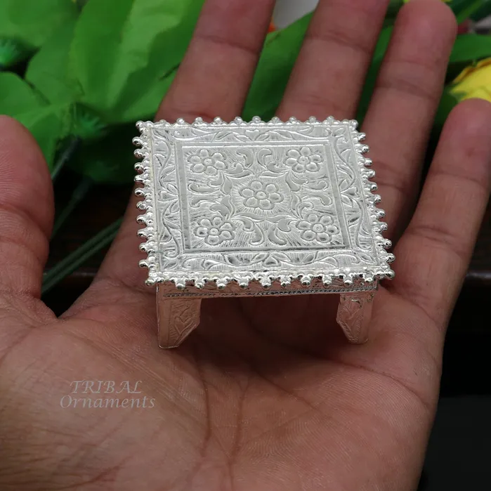 2 Vintage design Sterling silver handmade customize small square shape tablebazotchouki excellent home puja utensils temple art su953 TribalOrnaments Rings