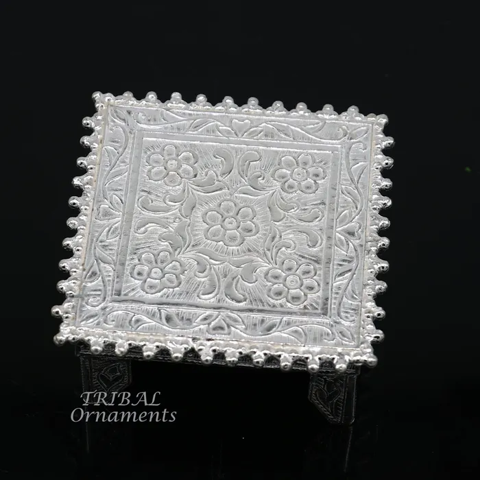 2 Vintage design Sterling silver handmade customize small square shape tablebazotchouki excellent home puja utensils temple art su953 TribalOrnaments Rings