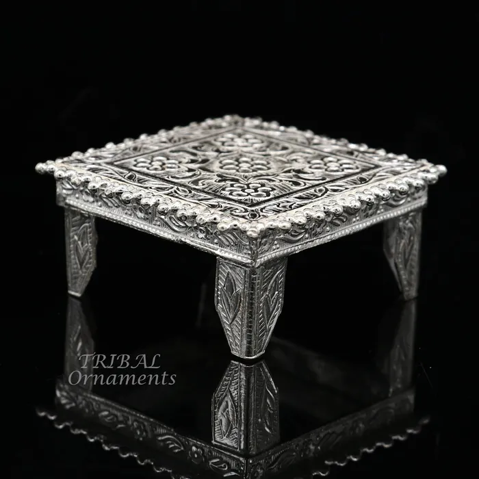 2 Vintage design Sterling silver handmade customize small square shape tablebazotchouki excellent home puja utensils temple art su953 TribalOrnaments Rings