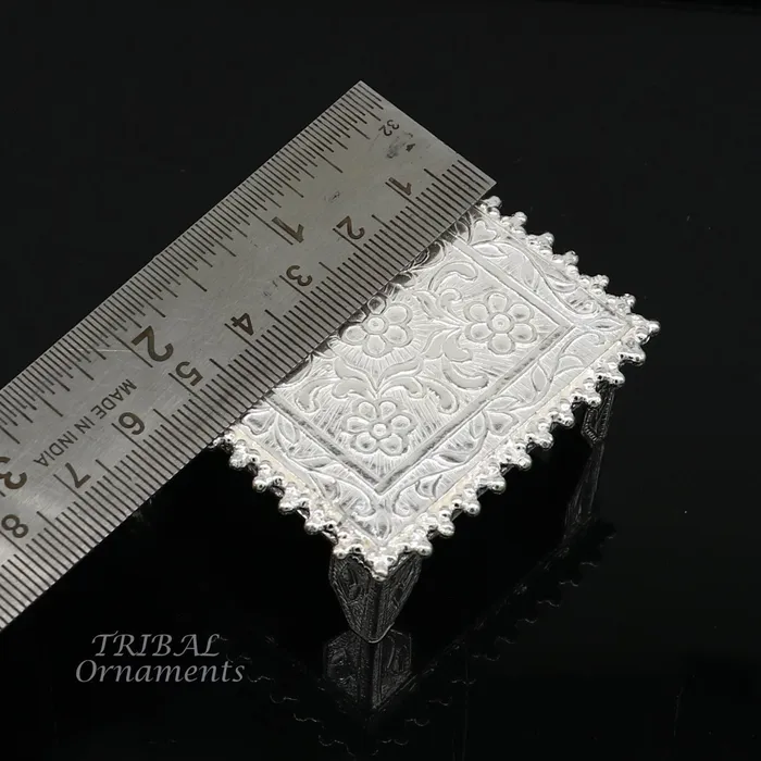 2 Vintage design Sterling silver handmade customize small square shape tablebazotchouki excellent home puja utensils temple art su953 TribalOrnaments Rings