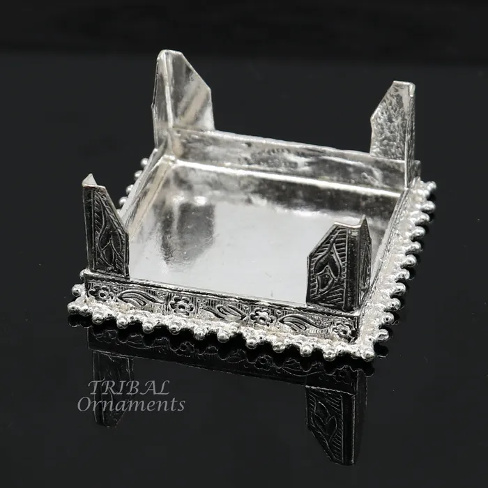 2 Vintage design Sterling silver handmade customize small square shape tablebazotchouki excellent home puja utensils temple art su953 TribalOrnaments Rings