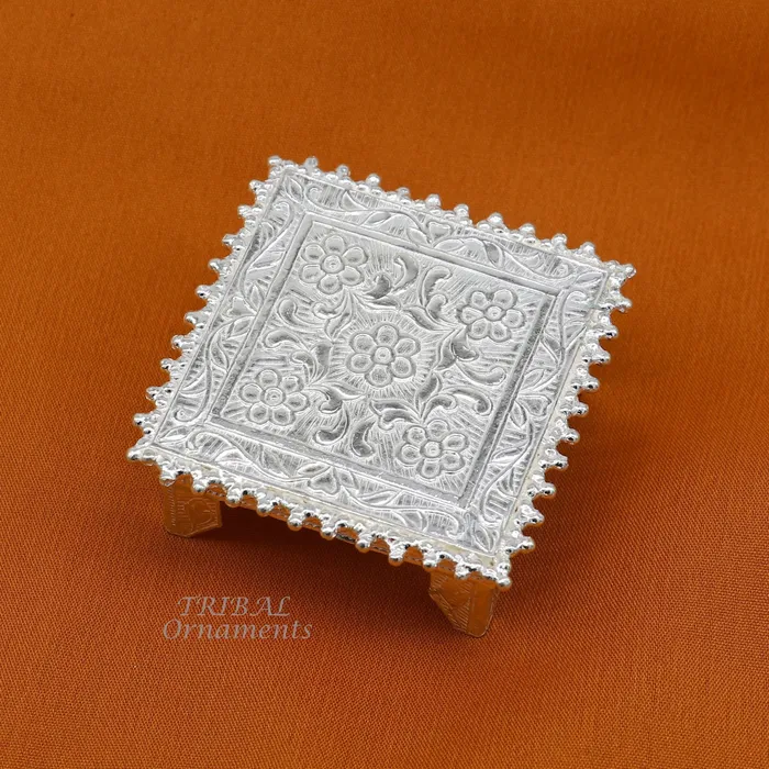 2 Vintage design Sterling silver handmade customize small square shape tablebazotchouki excellent home puja utensils temple art su953 TribalOrnaments Rings