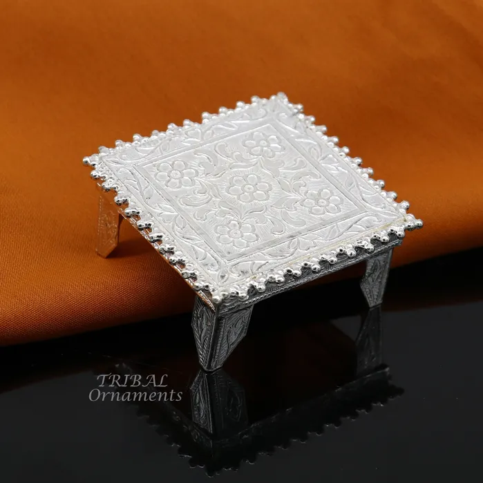 2 Vintage design Sterling silver handmade customize small square shape tablebazotchouki excellent home puja utensils temple art su953 TribalOrnaments Rings