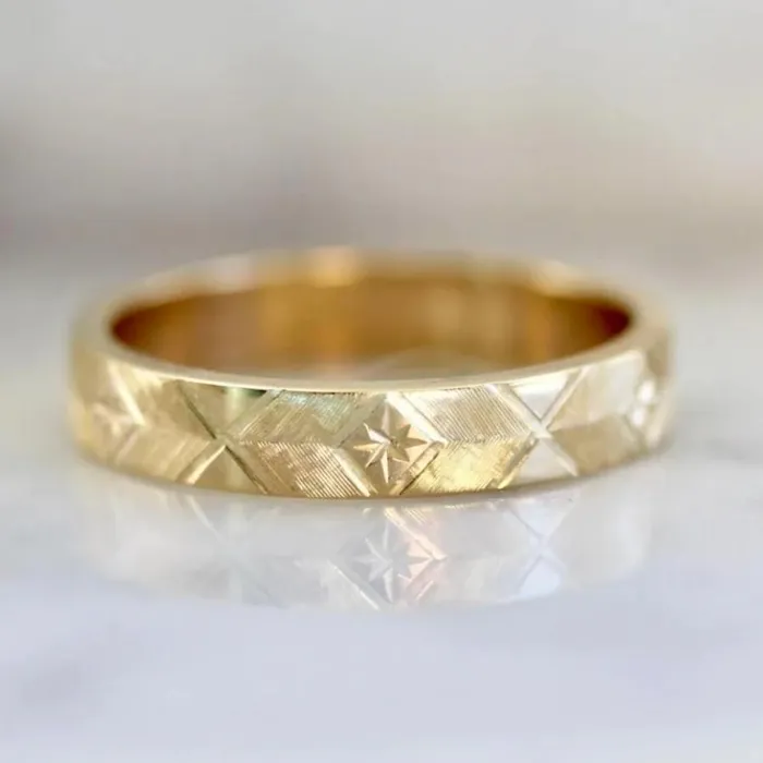 4mm Starburst Engraved Band Made By Gem Breakfast Rings