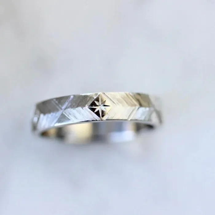 4mm Starburst Engraved Band Made By Gem Breakfast Rings