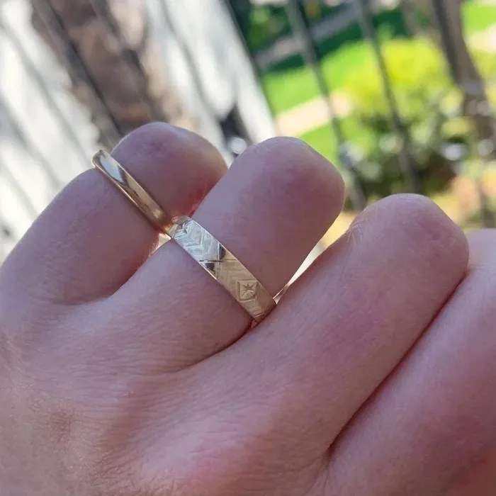4mm Starburst Engraved Band Made By Gem Breakfast Rings