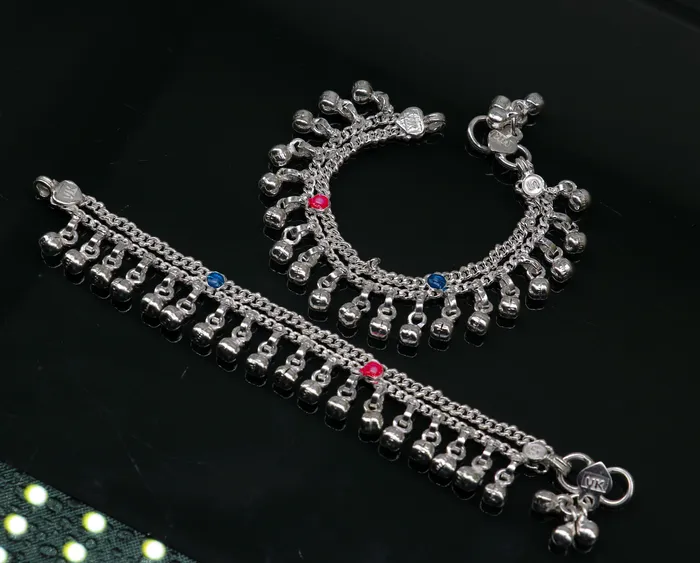 5 Handmade sterling silver new born baby anklets excellent waved charming noisy bells baby anklet bracelet payal for kids jewelry ank278 TRIBAL ORNAMENTS Bracelets 5 Handmade sterling silver new born baby anklets excellent waved charming noisy bells baby anklet bracelet payal for kids jewelry ank278 TRIBAL ORNAMENTS Bracelets