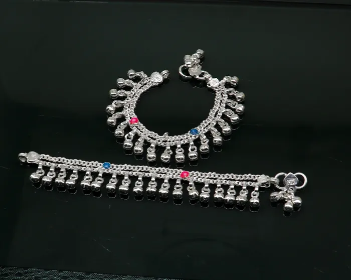 5 Handmade sterling silver new born baby anklets excellent waved charming noisy bells baby anklet bracelet payal for kids jewelry ank278 TRIBAL ORNAMENTS Bracelets 5 Handmade sterling silver new born baby anklets excellent waved charming noisy bells baby anklet bracelet payal for kids jewelry ank278 TRIBAL ORNAMENTS Bracelets