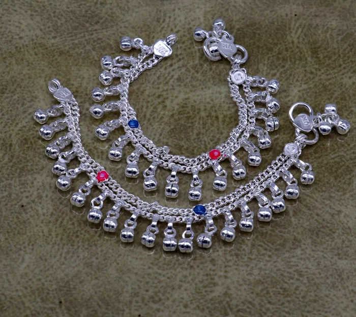 5 Handmade sterling silver new born baby anklets excellent waved charming noisy bells baby anklet bracelet payal for kids jewelry ank278 TRIBAL ORNAMENTS Bracelets 5 Handmade sterling silver new born baby anklets excellent waved charming noisy bells baby anklet bracelet payal for kids jewelry ank278 TRIBAL ORNAMENTS Bracelets