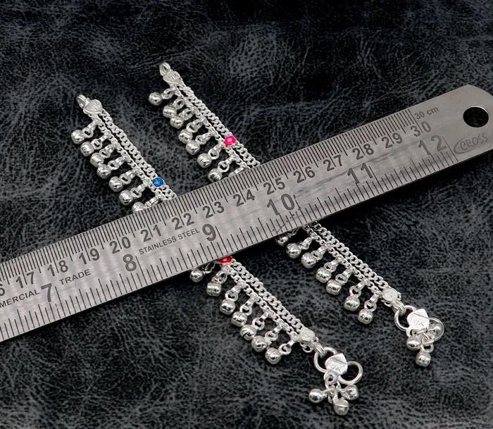 5 Handmade sterling silver new born baby anklets excellent waved charming noisy bells baby anklet bracelet payal for kids jewelry ank278 TRIBAL ORNAMENTS Bracelets 5 Handmade sterling silver new born baby anklets excellent waved charming noisy bells baby anklet bracelet payal for kids jewelry ank278 TRIBAL ORNAMENTS Bracelets