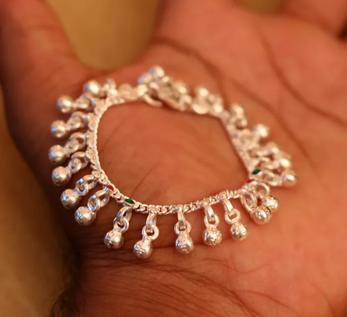 60 long Sterling silver handmade amazing silver ankle bracelet baby anklet noisy sound charm customized anklet personalized gifting ank150 TRIBAL ORNAMENTS Bracelets 60 long Sterling silver handmade amazing silver ankle bracelet baby anklet noisy sound charm customized anklet personalized gifting ank150 TRIBAL ORNAMENTS Bracelets