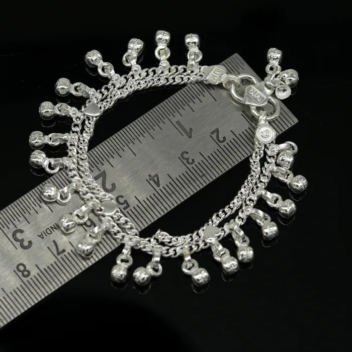 65 Inches long sterling silver handmade gorgeous charm baby kids anklets excellent hanging noisy bells customized kids jewelry ank242 TRIBAL ORNAMENTS Necklaces 65 Inches long sterling silver handmade gorgeous charm baby kids anklets excellent hanging noisy bells customized kids jewelry ank242 TRIBAL ORNAMENTS Necklaces