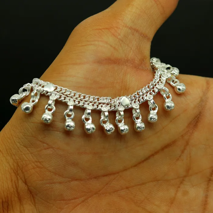 65 Inches long sterling silver handmade gorgeous charm baby kids anklets excellent hanging noisy bells customized kids jewelry ank242 TRIBAL ORNAMENTS Necklaces 65 Inches long sterling silver handmade gorgeous charm baby kids anklets excellent hanging noisy bells customized kids jewelry ank242 TRIBAL ORNAMENTS Necklaces