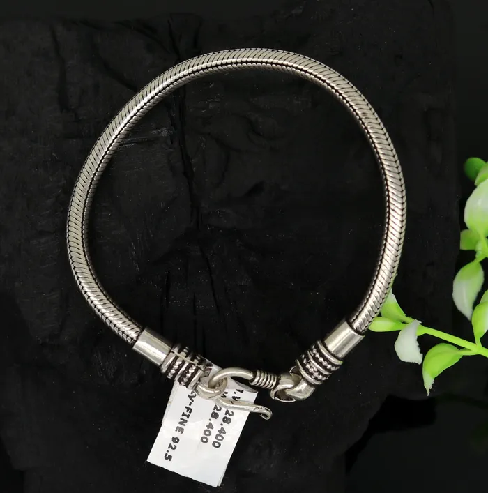 8 long 925 sterling silver handcrafted solid vintage design customized snake chain bracelet unisex personalized gift tribal jewelry nsbr26 TRIBAL ORNAMENTS Bracelets