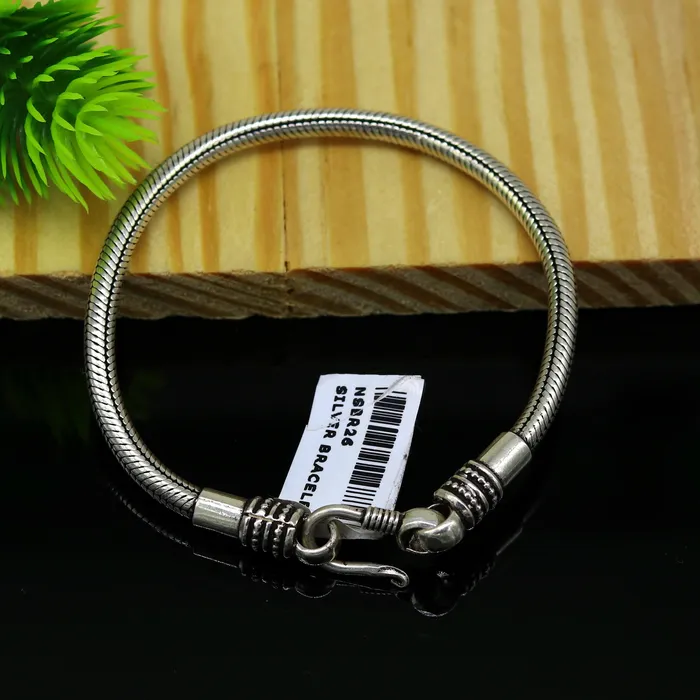 8 long 925 sterling silver handcrafted solid vintage design customized snake chain bracelet unisex personalized gift tribal jewelry nsbr26 TRIBAL ORNAMENTS Bracelets