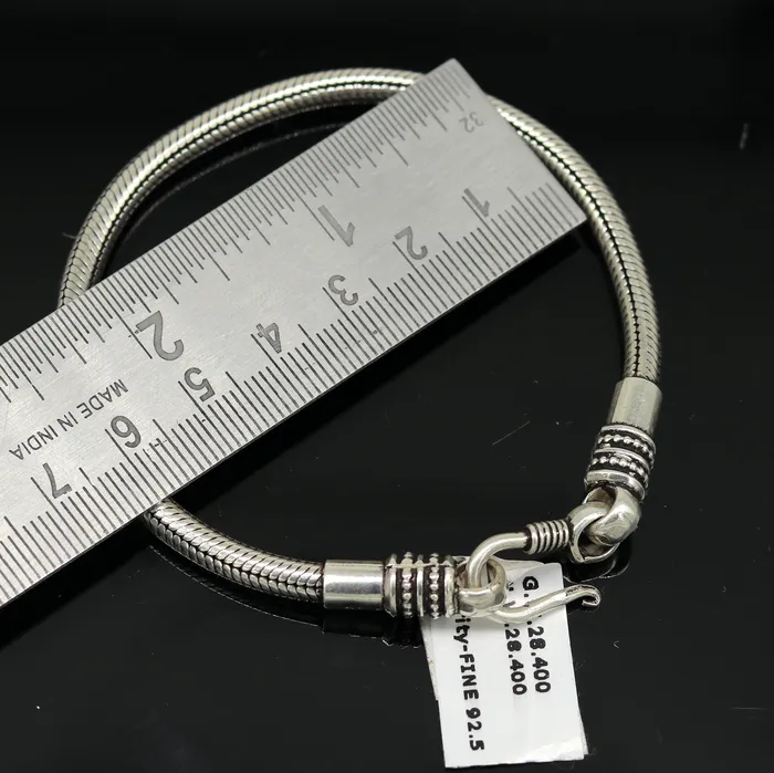 8 long 925 sterling silver handcrafted solid vintage design customized snake chain bracelet unisex personalized gift tribal jewelry nsbr26 TRIBAL ORNAMENTS Bracelets