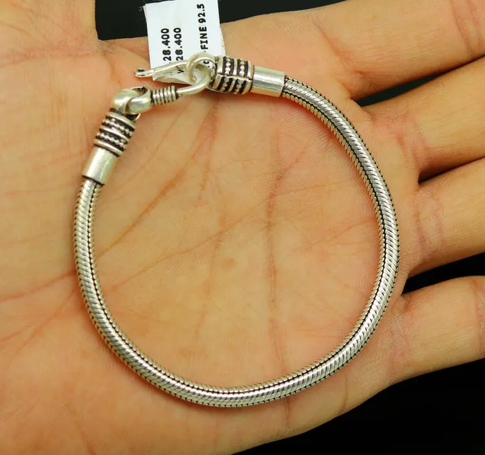 8 long 925 sterling silver handcrafted solid vintage design customized snake chain bracelet unisex personalized gift tribal jewelry nsbr26 TRIBAL ORNAMENTS Bracelets
