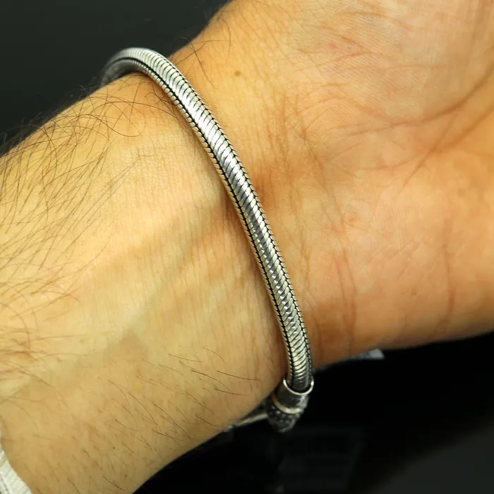 8 long 925 sterling silver handcrafted solid vintage design customized snake chain bracelet unisex personalized gift tribal jewelry nsbr26 TRIBAL ORNAMENTS Bracelets