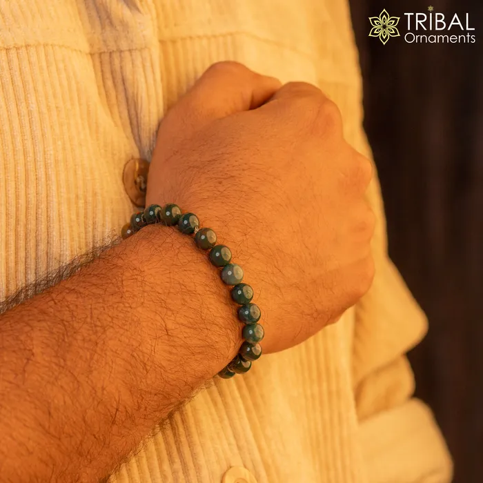 8 MM moss agate natural stone beaded handmade bracelet customized unisex Jewelry stnbr153 TRIBAL ORNAMENTS Bracelets 8 MM moss agate natural stone beaded handmade bracelet customized unisex Jewelry stnbr153 TRIBAL ORNAMENTS Bracelets