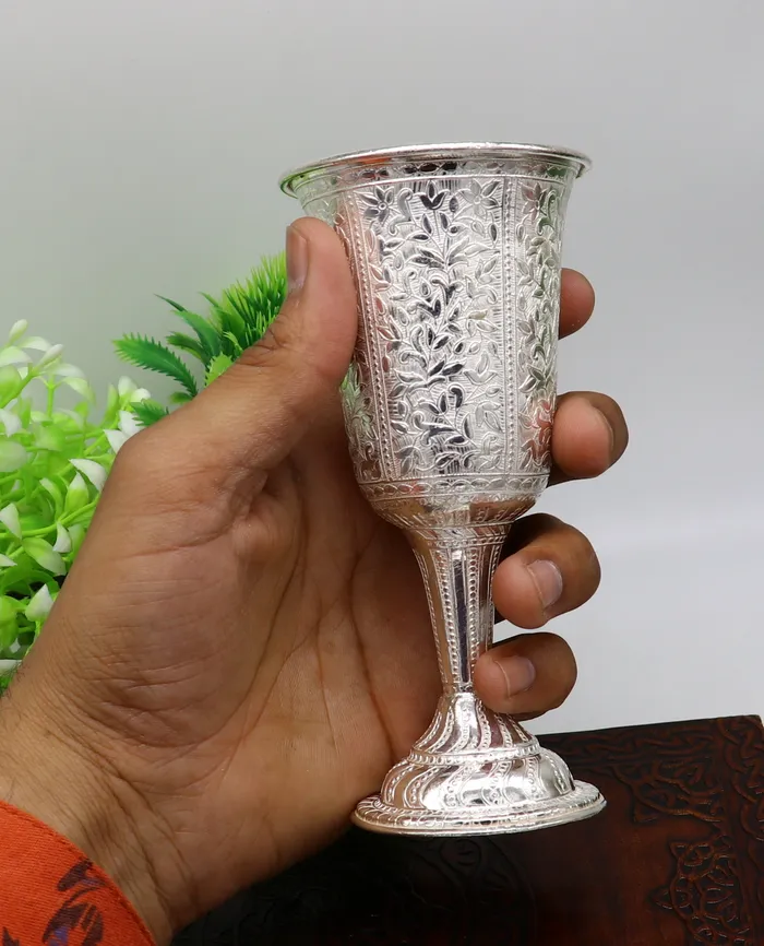 925 fine silver handmade vessel watermilk wine Glass tumbler silver flask silver utensils or articles stay healthy from bacteria sv35 TRIBAL ORNAMENTS Rings