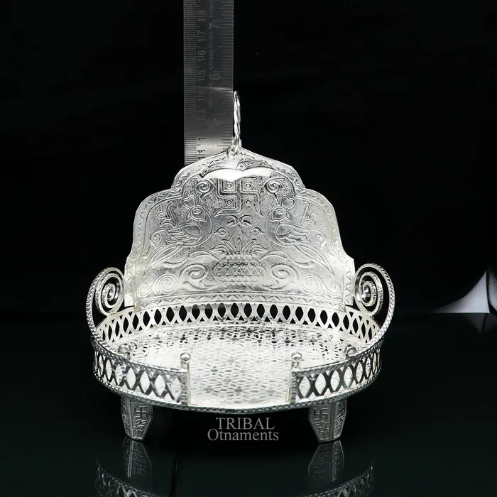 925 pure sterling silver handcrafted small sinhasan idol krishna Bal Gopala throne god statues stand chair temple art puja article su709 TRIBAL ORNAMENTS Rings