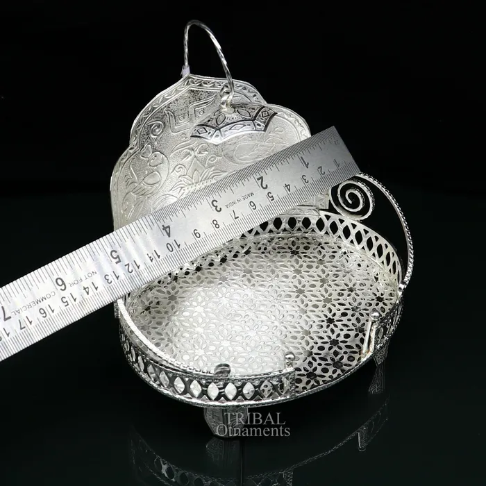 925 pure sterling silver handcrafted small sinhasan idol krishna Bal Gopala throne god statues stand chair temple art puja article su709 TRIBAL ORNAMENTS Rings