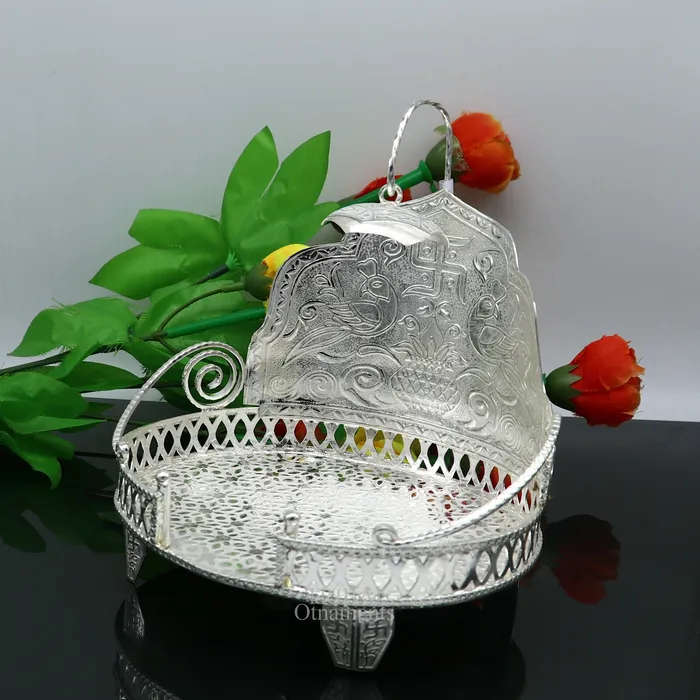 925 pure sterling silver handcrafted small sinhasan idol krishna Bal Gopala throne god statues stand chair temple art puja article su709 TRIBAL ORNAMENTS Rings
