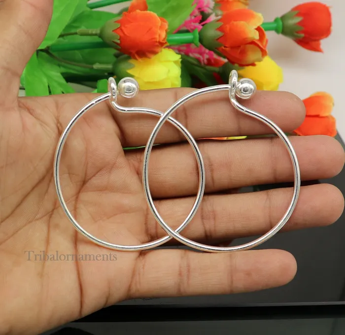 925 sterling customized plain design ball work stylish designer bangle bracelet pure silver gifting jewelry brides made bangles nba173 TRIBAL ORNAMENTS Bracelets
