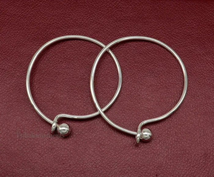 925 sterling customized plain design ball work stylish designer bangle bracelet pure silver gifting jewelry brides made bangles nba173 TRIBAL ORNAMENTS Bracelets