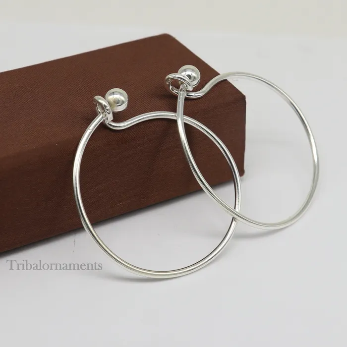 925 sterling customized plain design ball work stylish designer bangle bracelet pure silver gifting jewelry brides made bangles nba173 TRIBAL ORNAMENTS Bracelets